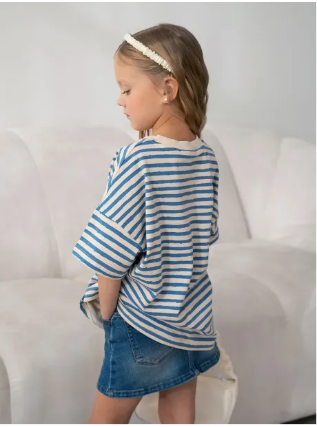Футболка в синию полоску для девочки