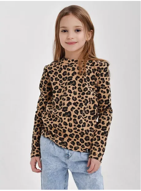 Леопардовый лонгслив базовый для девочки