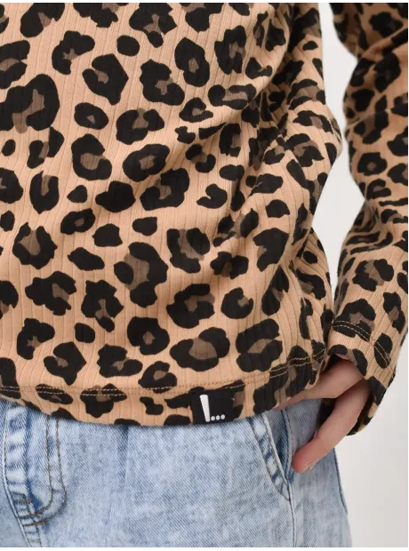 Леопардовый лонгслив базовый для девочки