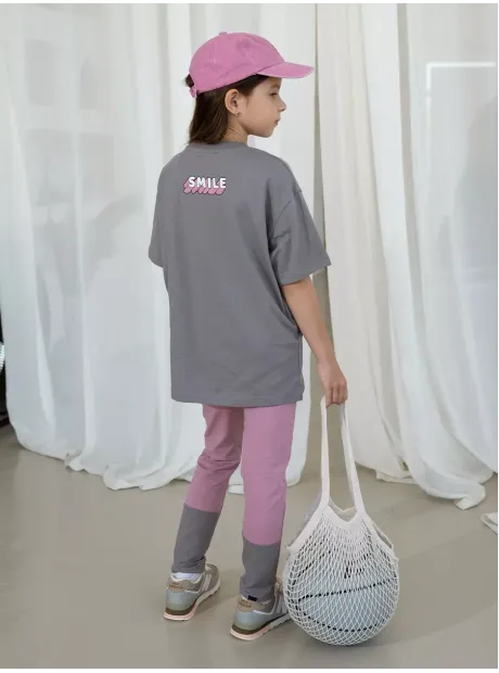 Костюм спортивный для девочки, футболка топ и лосины