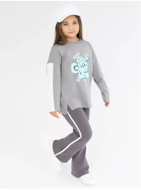 Серый костюм оверсайз для девочки