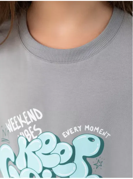 Серый костюм оверсайз для девочки