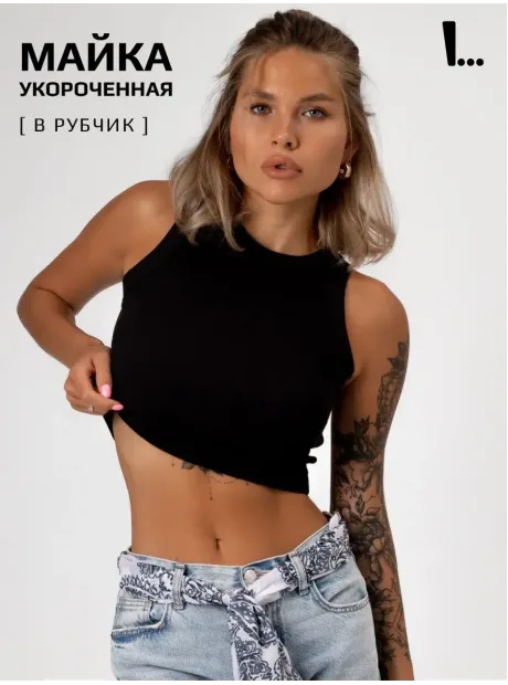 Черный кроп топ укороченный под пиджак