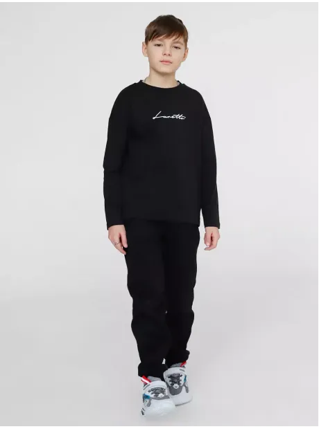 Черный лонгслив оверсайз для мальчика