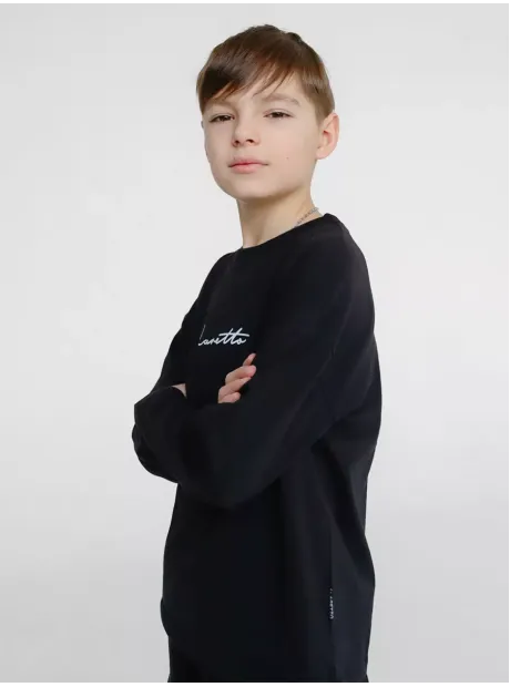 Черный лонгслив оверсайз для мальчика