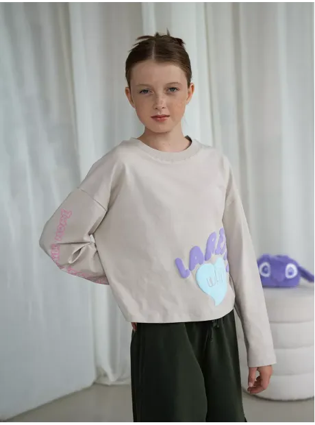 Лонгслив для девочки бежевый