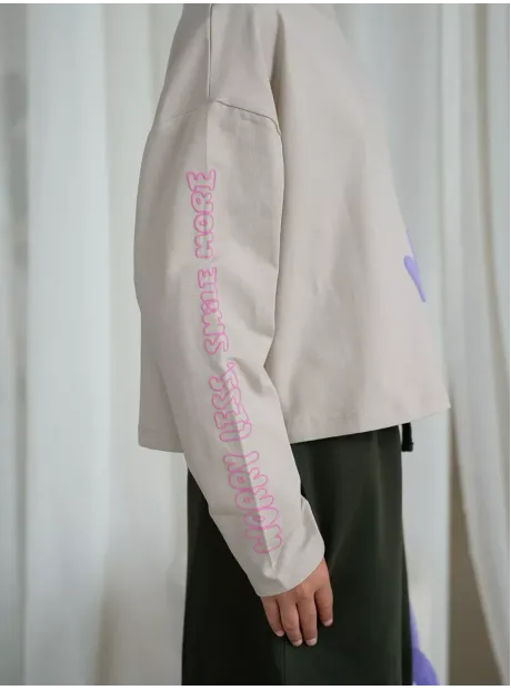 Лонгслив для девочки бежевый