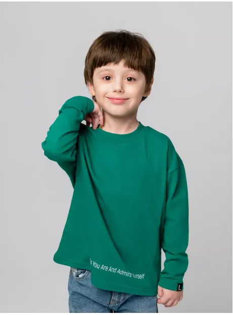 Зеленый лонгслив оверсайз для мальчика
