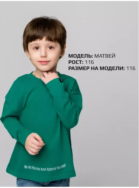 Зеленый лонгслив оверсайз для мальчика