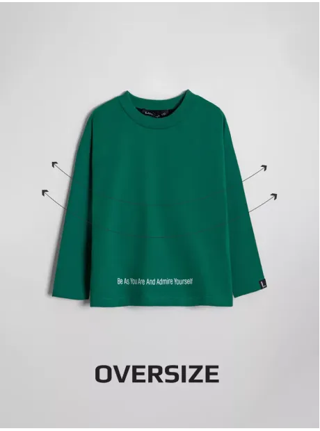 Зеленый лонгслив оверсайз для мальчика