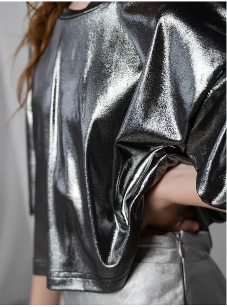 Футболка серебристая новогодняя для девочки