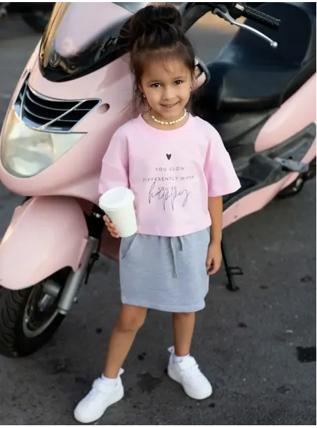 Костюм спортивный для девочки, худи, футболка и юбка