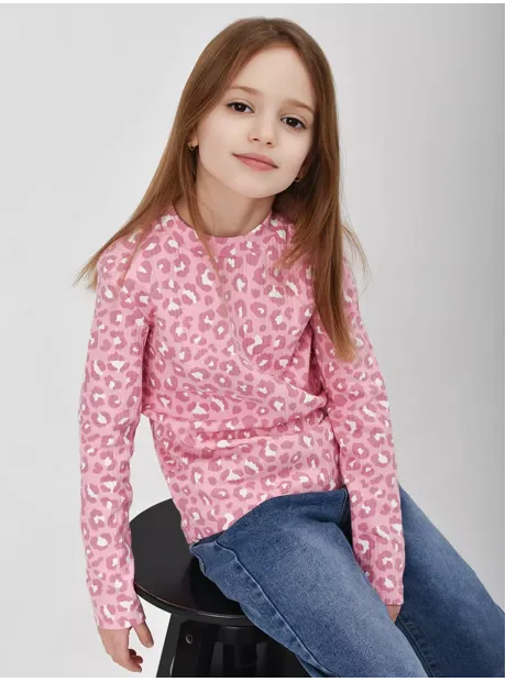 Лонгслив базовый для девочки с принтом