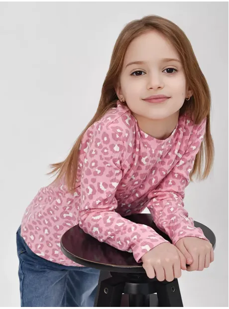 Лонгслив базовый для девочки с принтом