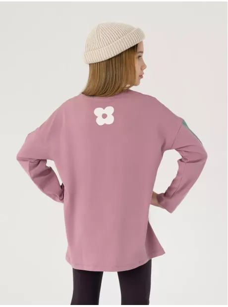 Лонгслив для девочки оверсайз с принтом