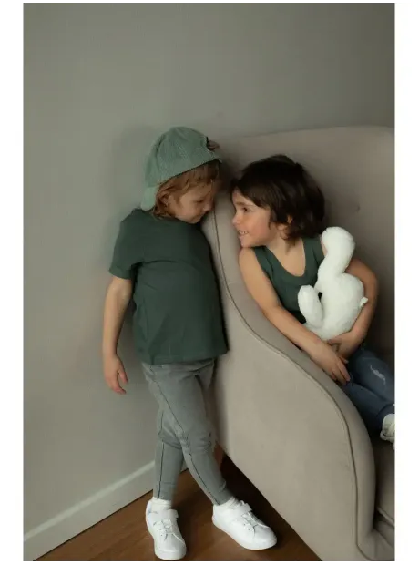 Темно-зеленая майка детская базовая для мальчика 100% хлопок