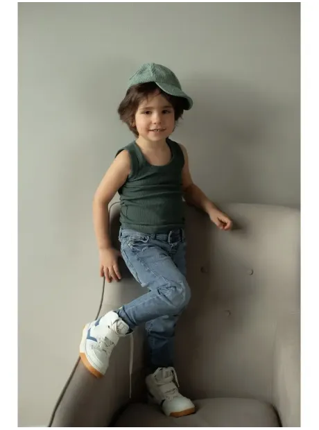 Темно-зеленая майка детская базовая для мальчика 100% хлопок