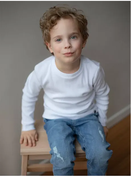 Белый лонгслив кофта детская школьный