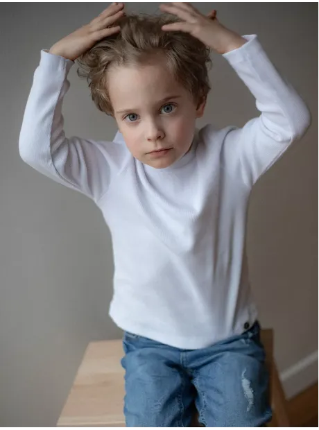 Белый лонгслив кофта детская школьный