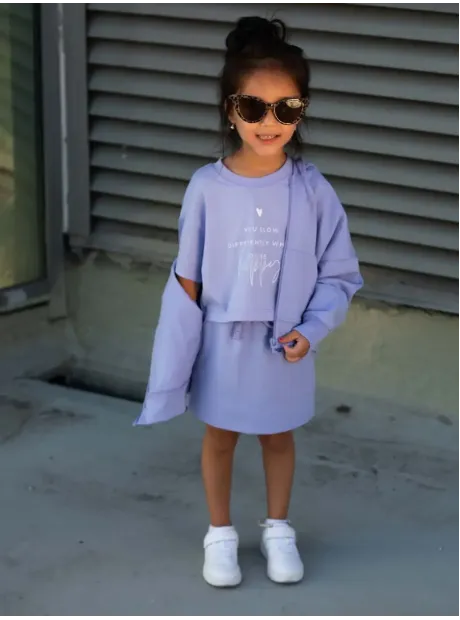 Костюм спортивный для девочки, худи, футболка и юбка