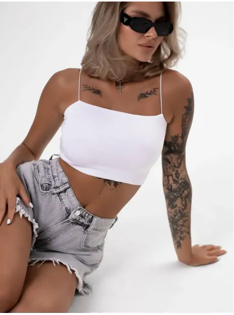 Белый кроп топ укороченный под пиджак