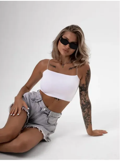 Белый кроп топ укороченный под пиджак