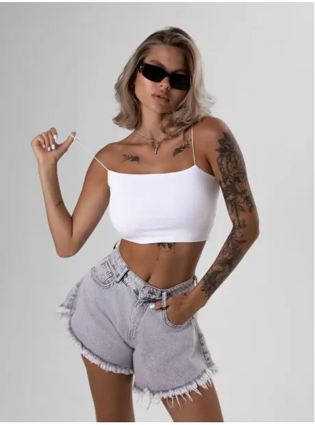 Белый кроп топ укороченный под пиджак