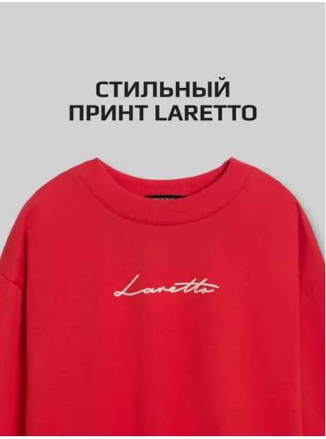 Красный лонгслив базовый оверсайз для девочки