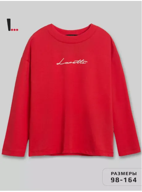 Красный лонгслив базовый оверсайз для девочки