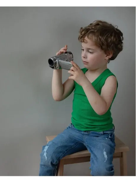 Зеленая майка детская базовая для мальчика 100% хлопок