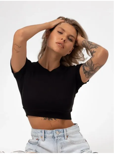 Футболка однотонная в рубчик базовая