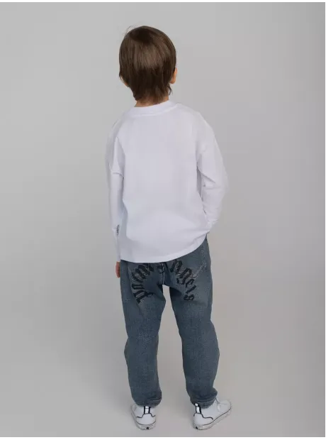 Белый лонгслив оверсайз для школы