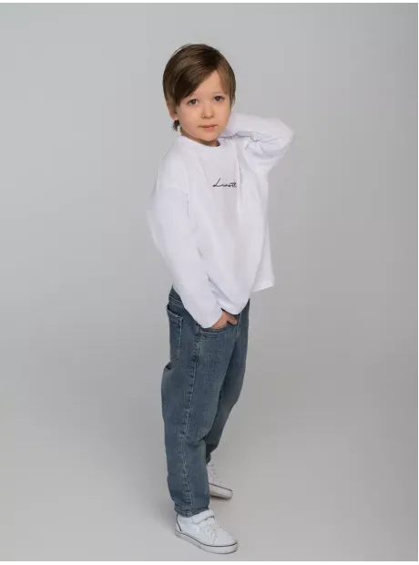 Белый лонгслив оверсайз для школы