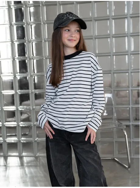 Лонгслив для девочки в полоску, тельняшка