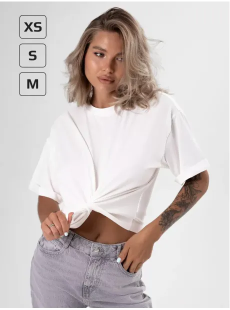 Футболка укороченная оверсайз кроп топ