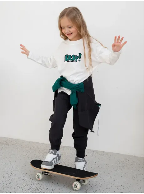 Черно-зеленый спортивный костюм тройка, детский