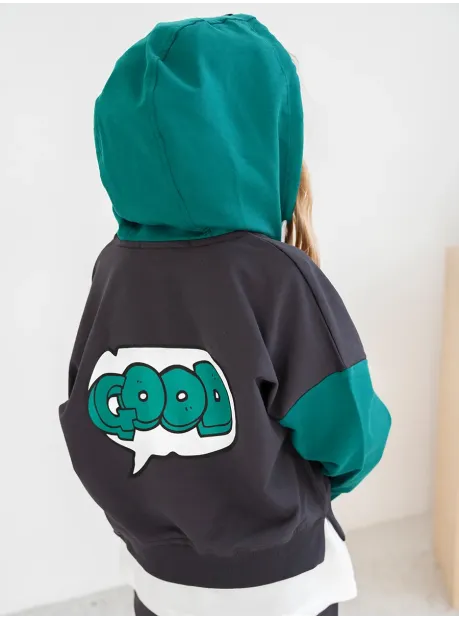 Черно-зеленый спортивный костюм тройка, детский