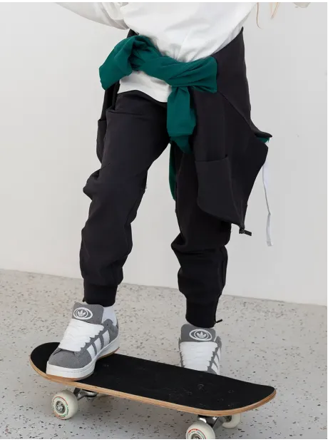 Черно-зеленый спортивный костюм тройка, детский