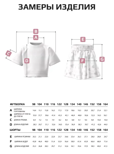 Костюм для девочки, футболка и шорты в сад