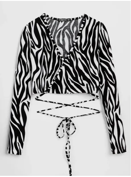 Кроп топ на завязках с длинными рукавами