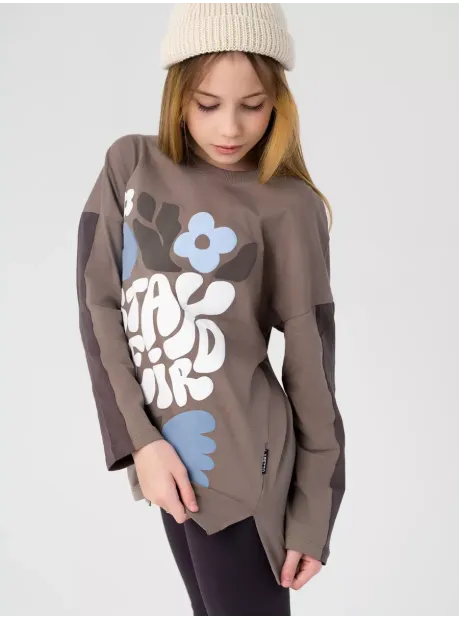 Лонгслив детский оверсайз с принтом