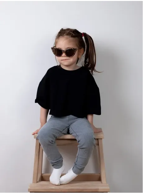 Футболка детская оверсайз укороченная базовая