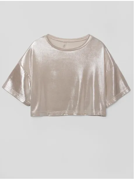 Футболка бежевая новогодняя для девочки