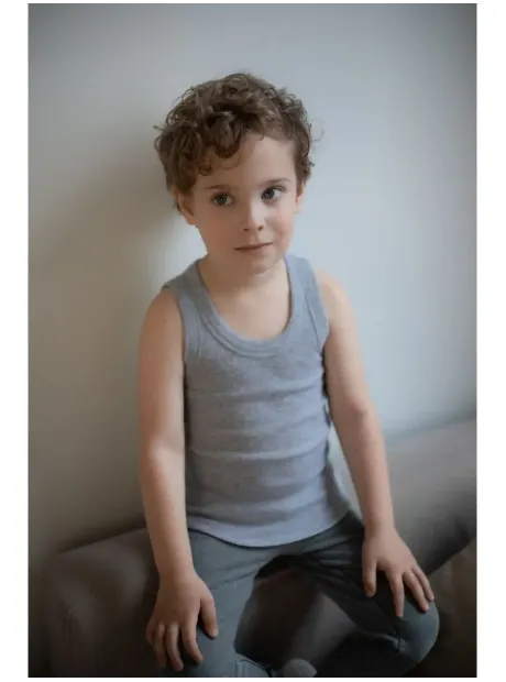 Серая майка детская базовая для мальчика 100% хлопок