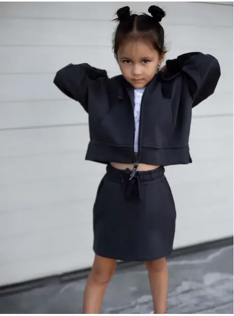 Костюм спортивный для девочки, худи, футболка и юбка