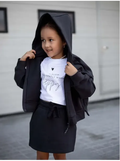 Костюм спортивный для девочки, худи, футболка и юбка