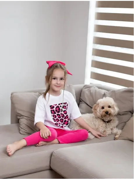 Костюм для девочки, футболка оверсайз с леггинсами