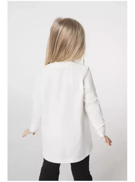 Белый лонгслив оверсайз для девочки