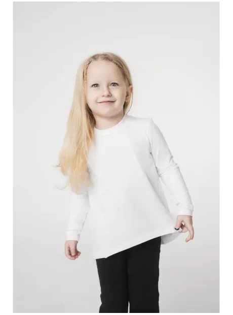 Белый лонгслив оверсайз для девочки