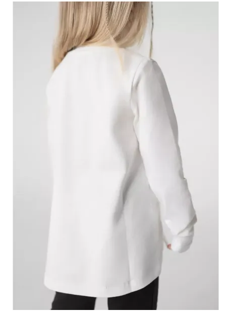 Белый лонгслив оверсайз для девочки